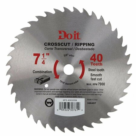 ALL-SOURCE 7-1/4 In. 40-Tooth Cutoff/Rip Circular Saw Blade, Bulk 409320DB